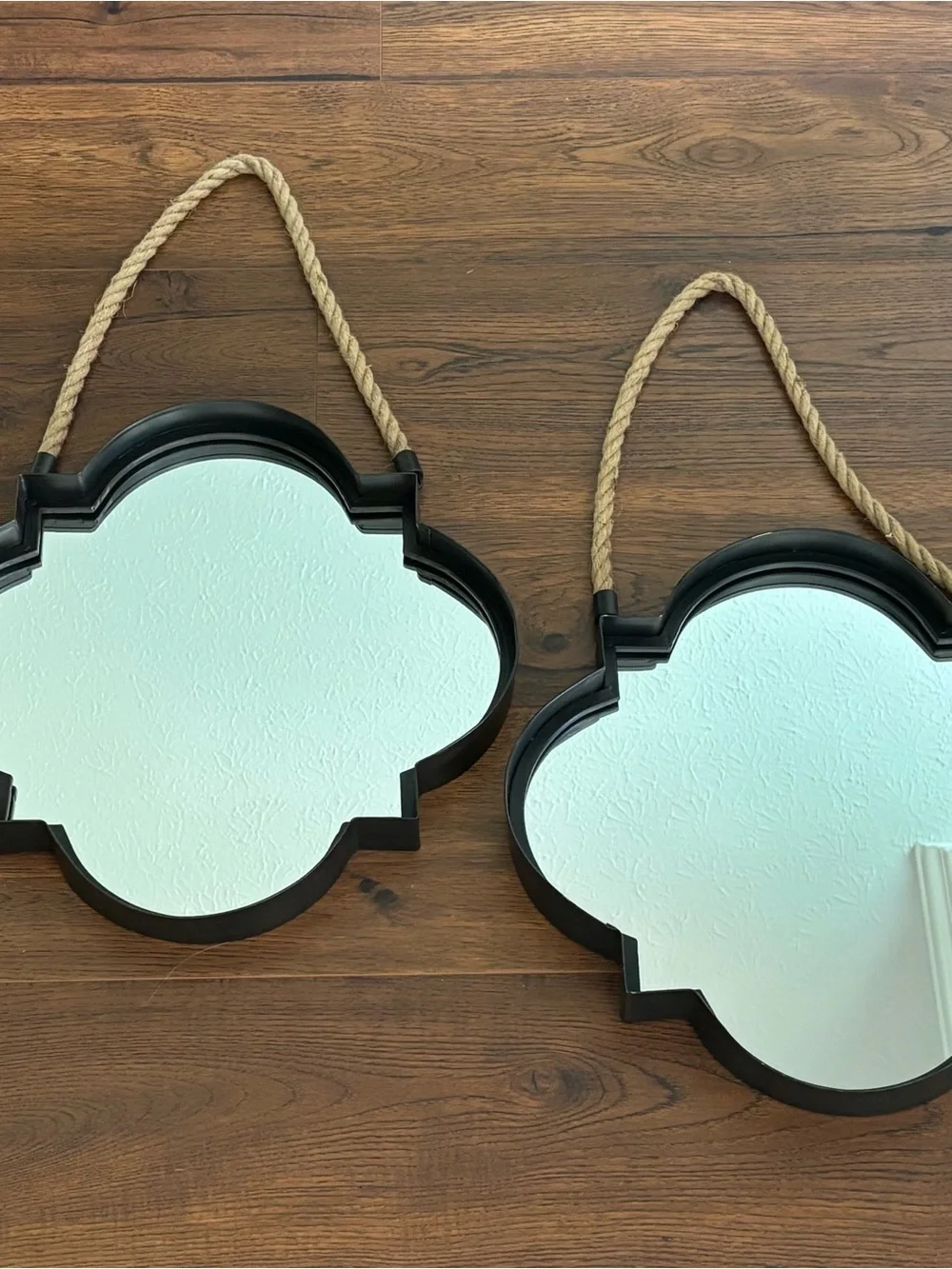 Hobby Lobby Black Quatrefoil Hanging Mirror with Rope